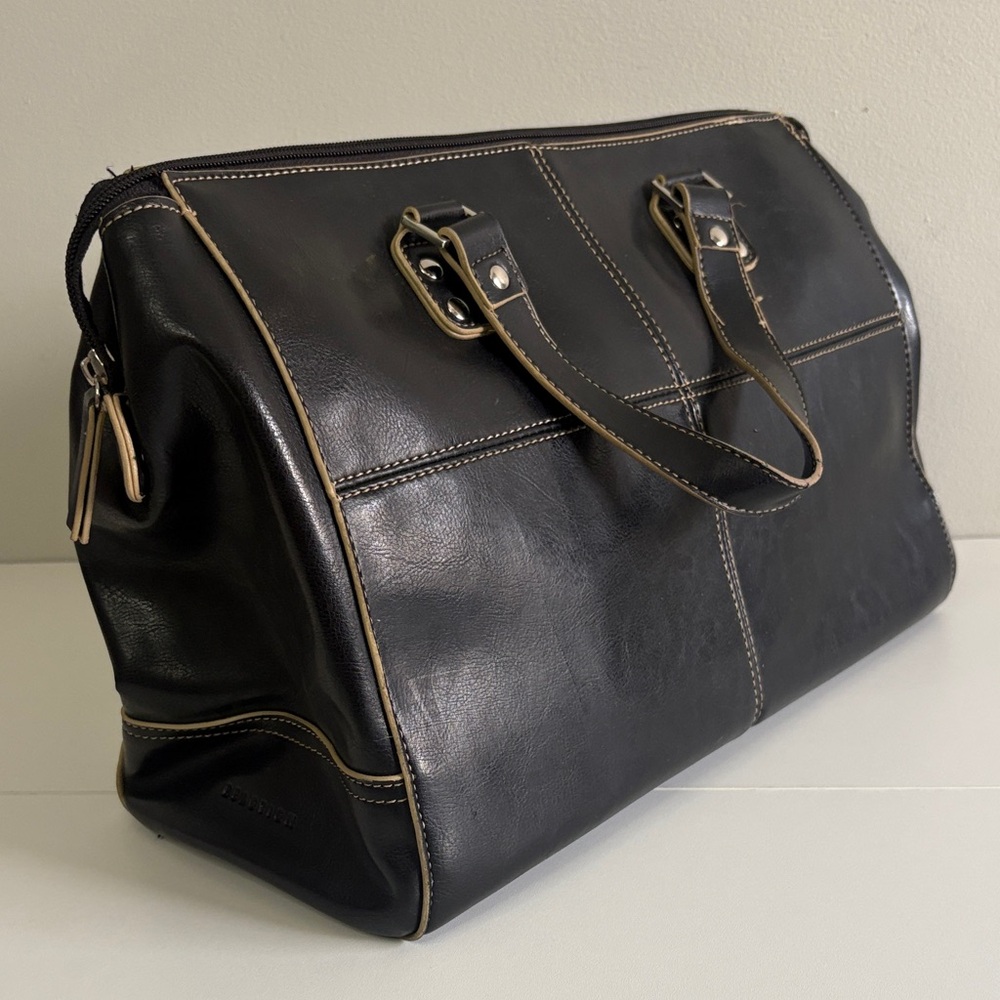 Kenneth Cole Reaction Black Faux Leather Tote Bag Carryall